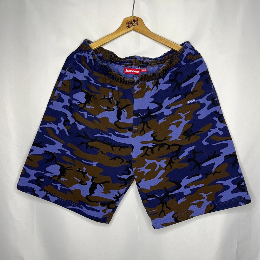 SS25 2025 Supreme NYC Mini Small Box Sweatshorts in Blue Camo M